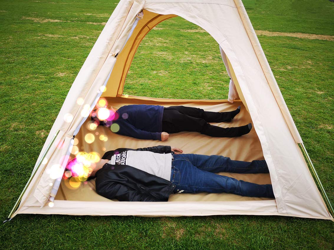 Free Space Outdoor 100% Cotton Canvas Waterproof Pyramid-Shaped Camping Tent (Beige, 2.15Meters)