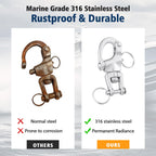 Otoolling 316 Stainless Steel Swivel Snap Shackle Clevis Quick Heavy Duty Release Spring Hook Marine Grade Sailing Halyard Shack