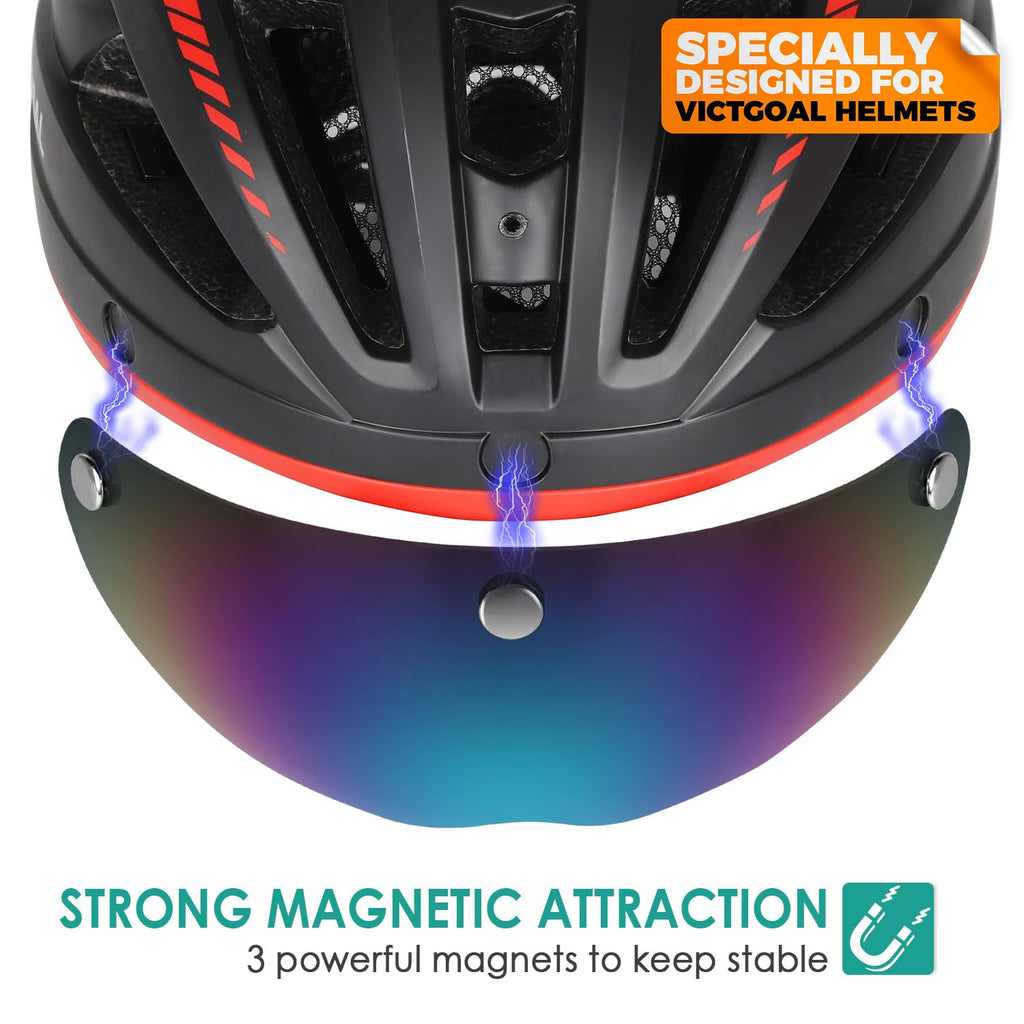 Victgoal Detachable Magnetic Bike Helmet Goggles Visor For Vg110 Bicycle Helmet (Colorful)
