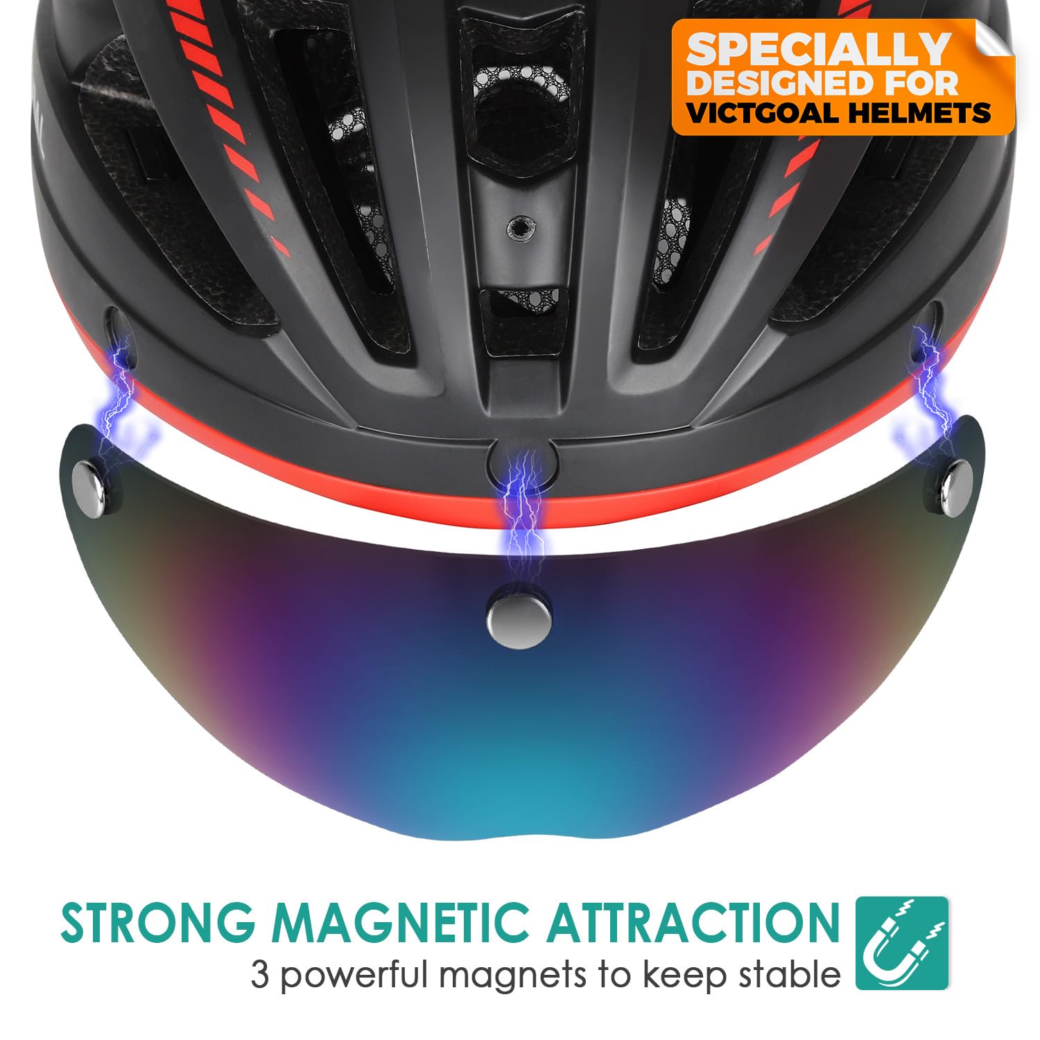 Victgoal Detachable Magnetic Bike Helmet Goggles Visor For Vg110 Bicycle Helmet (Colorful)