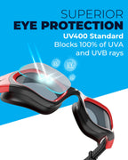Aqtivaqua Swimming Goggles Swim Goggles For Adults Men Women Kids Youth Girls Boys Children Dx (Clear-Lenses White/Black-Frame)