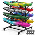 Ultrawesome 4-Tier Double-Sided Kayak Storage Rack with Wheels, Heavy Duty Freestanding Canoe Stand for 8 Kayaks, 600lbs Capacit