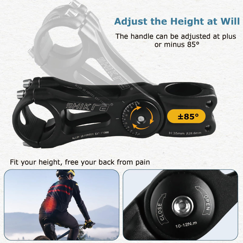 Yapjeb Bike Stem 25.4 145Mm 85 Degree Adjustable Bike Stem Mountain Bike Stem Short Handlebar Stem Riser For Bicycle, Road Bike,