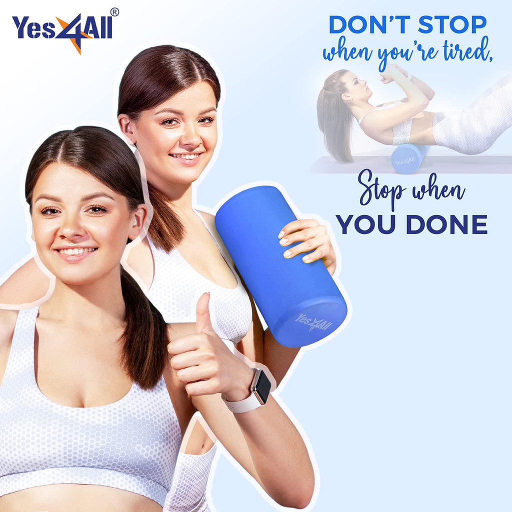 Yes4All 12 Inch Eva Foam Roller/Back Roller - High Density Foam Rollers, Foam Roller For Physical Red & Exercise (Blue)