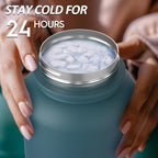 Navigate 32 oz Insulated Stainless Steel Sports Water Bottle with Spout & Handle Lids,Wide Mouth Water Jug with Double Walled Le