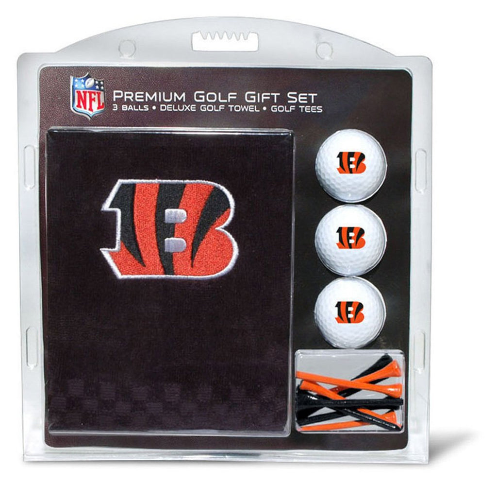 Team Golf Nfl Cincinnati Bengals Gift Set: Embroidered Golf Towel, 3 Golf Balls, And 14 Golf Tees 2-3/4'' Regulation, Tri-Fold T