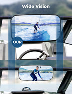 Kemimoto Boat Mirror, 8 In X 4 In Upgraded Universal Boat Rear View Mirror, Marine Mirror For Ski Boats Pontoon Boat Water Skiin