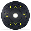 Cap Barbell Budget Olympic Bumper Plate With Yellow Logo, Black, 35 Lb Single