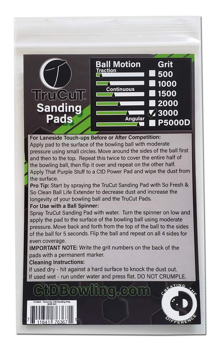Trucut Sanding Pad  3000 Grit  5'' Diameter  Sanding Pads Made For Bowling Balls  Bowling Ball Resurfacing Pads  Surface Managem