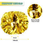 Lovecheer 2Pcs Pom Poms Cheerleading Gold Metallic Cheer Pom Poms With Baton Handle For Sports Team Spirit Party Cheering