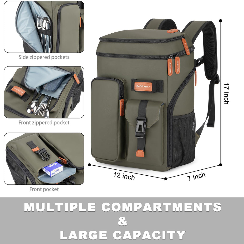 Insulated Cooler Backpack,33 Cans Multifunctional Double Deck Leakproof Cooler Bag With Sternum Strap,Large Capacity Lightweight