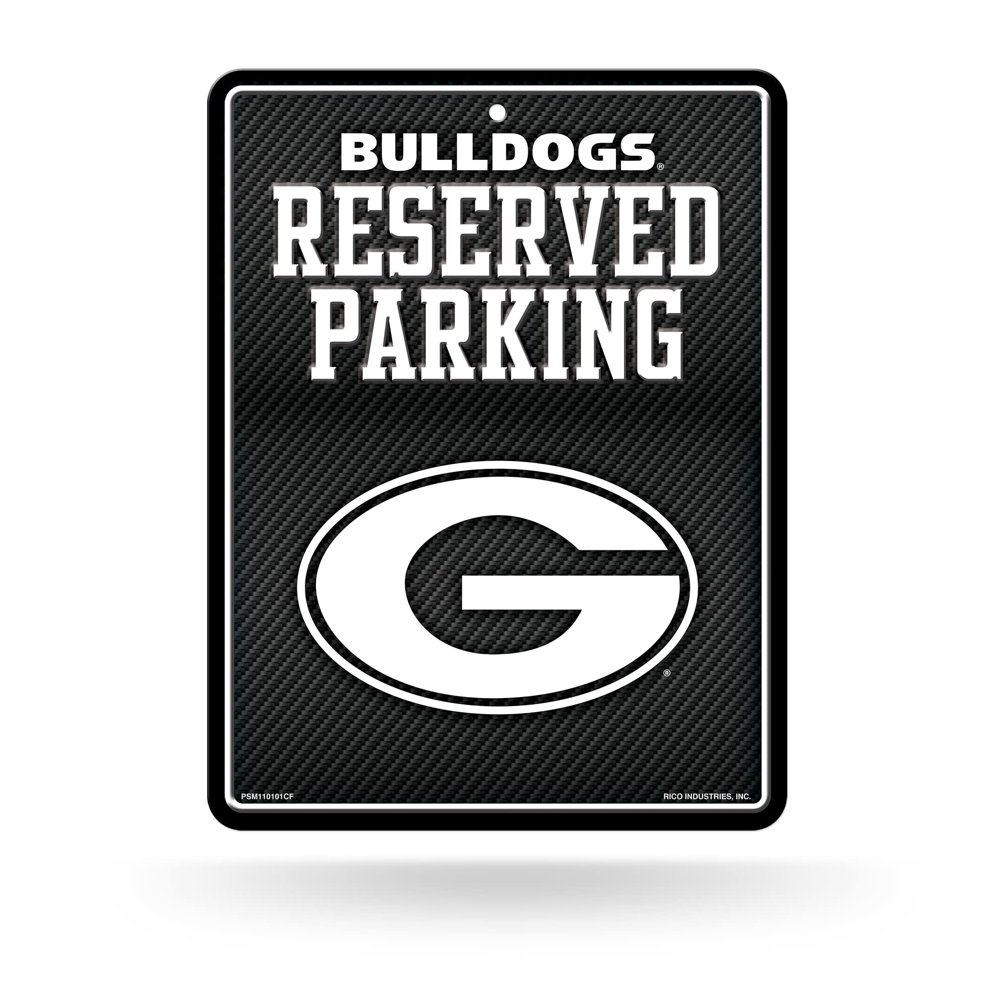 Rico Industries NCAA Georgia Bulldogs Metal Parking Sign 8.5 x 11 Carbon Fiber Metal Parking Sign - Great for Man Cave, Bed Room