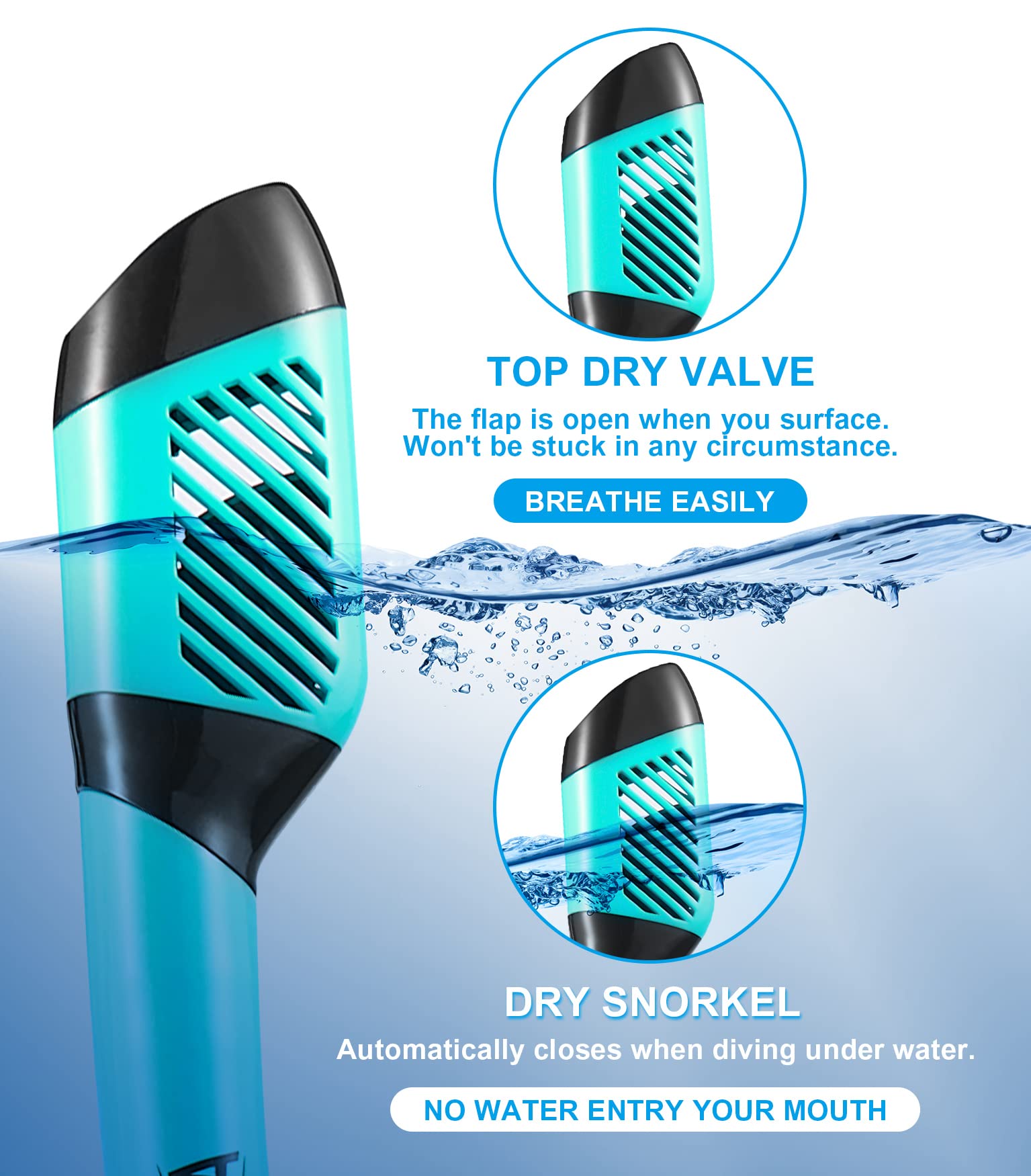 Aegend Snorkeling Gear for Adults, Dry Snorkel Set Panoramic View Enhanced Anti-Leak and Anti-Fog Technology, Adjustable Strap f