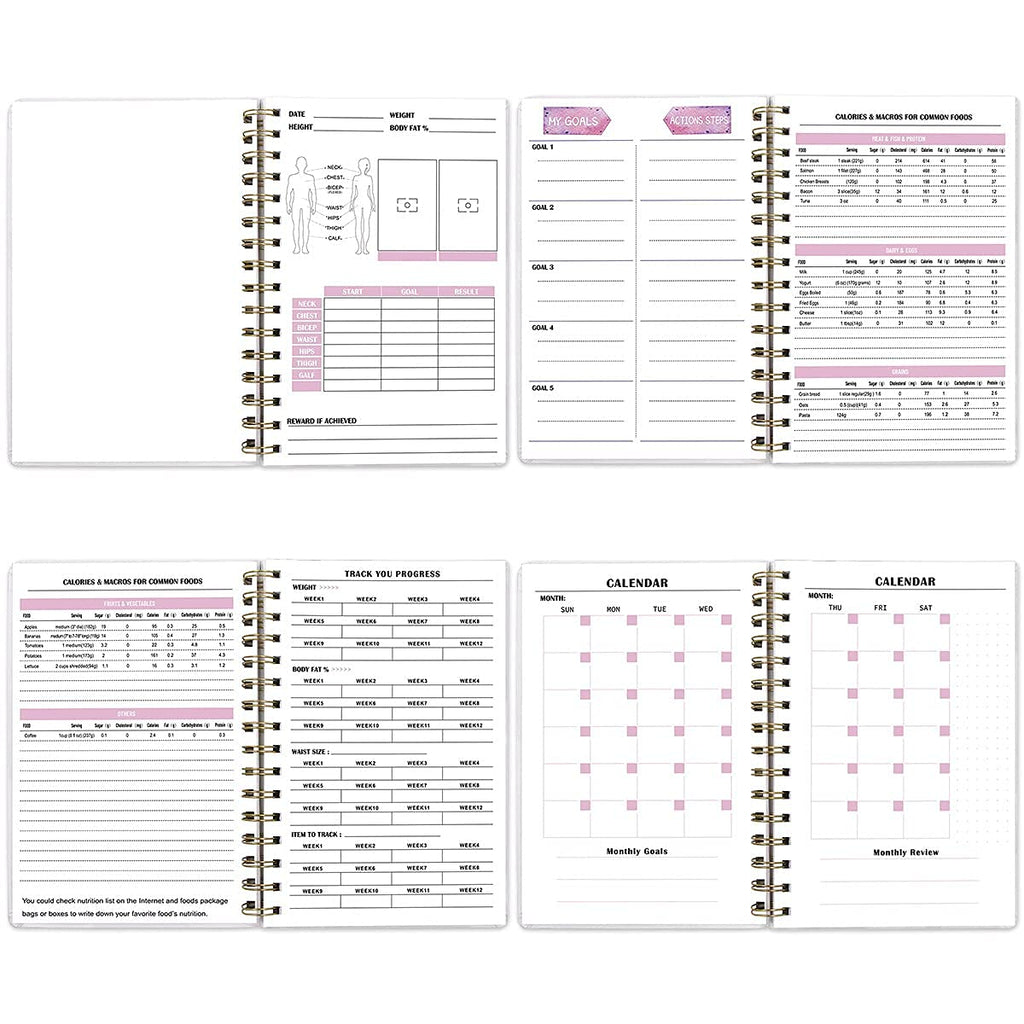 Food And Fitness Journal Meal Journal Diary Workout Wellness Log Notebook Planner Weight Loss Diet Meal Exercise Training Health