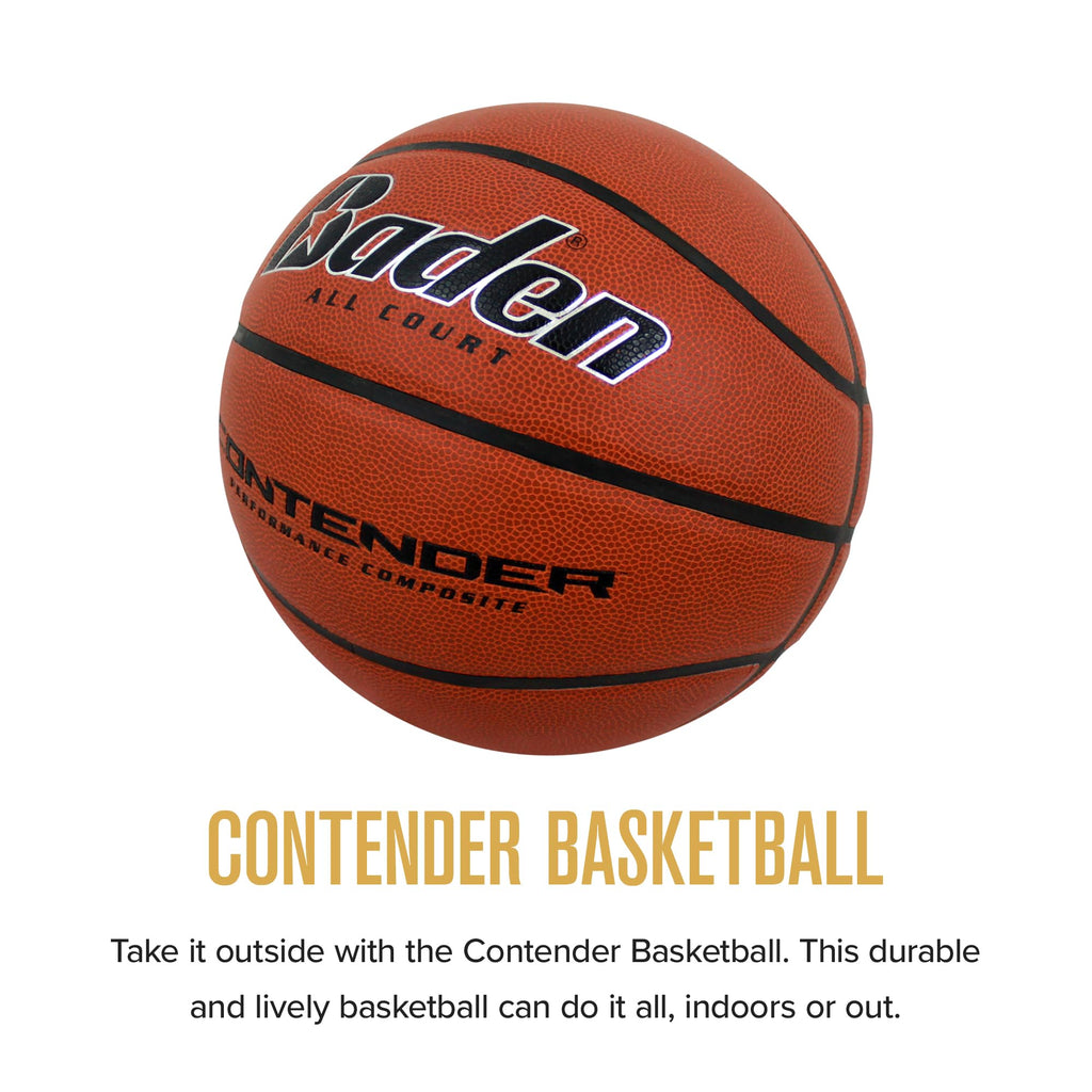 Baden Contender Indoor-Outdoor Basketball | Official Size 7, 29.5-Inch Mens Basketball With Durable Composite Cover, Orange Colo