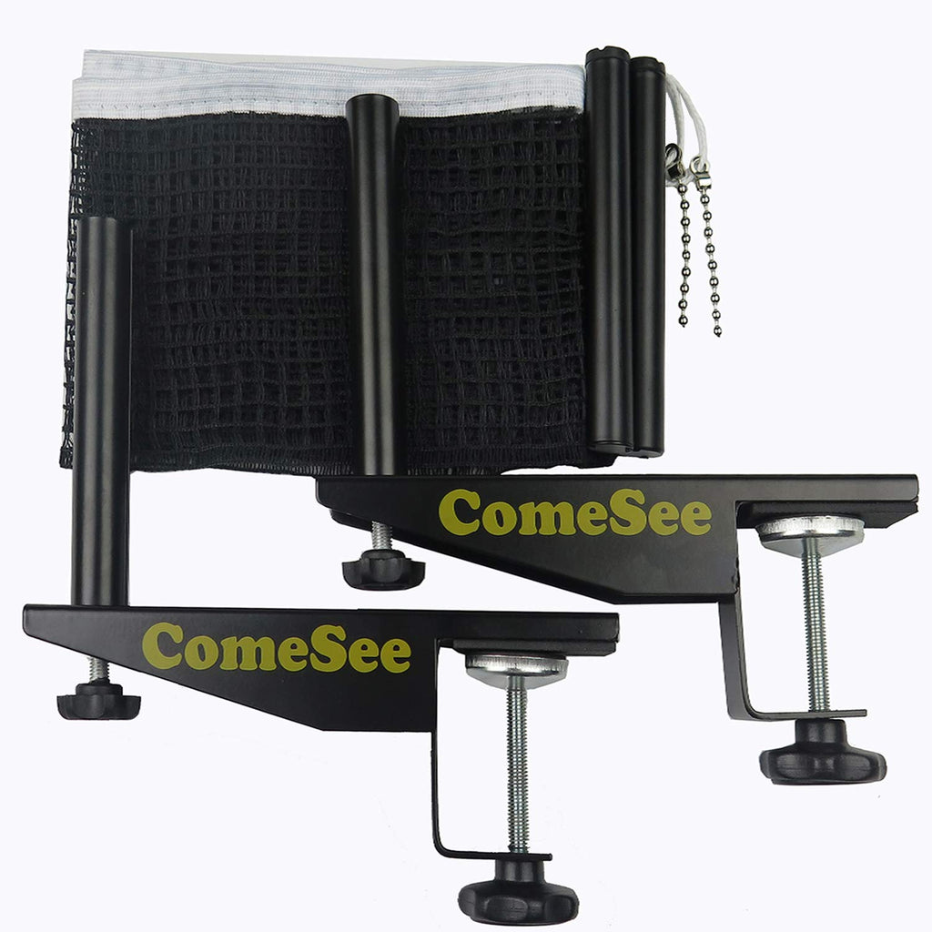 Comesee Professional Table Tennis Ping Pong Net Post Set Strength Screw Clamp With Net Clip Insert, 1.5 Inch Width Grip Holder,