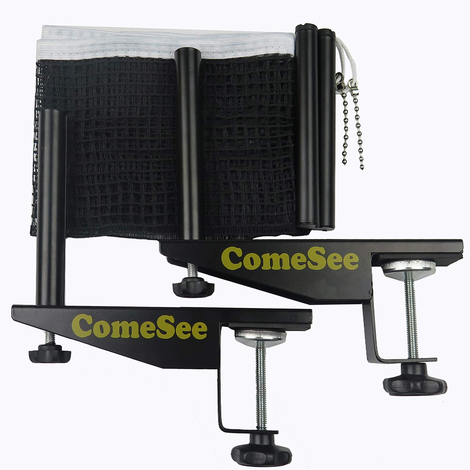 Comesee Professional Table Tennis Ping Pong Net Post Set Strength Screw Clamp With Net Clip Insert, 1.5 Inch Width Grip Holder,