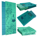 Folding Yoga Mat (Thickness: 4Mm; Folded Size: 29Cm X 30.5 Cm X 5Cm) And Tote - Mat Design: Wandering Elephants - Color: Azure G