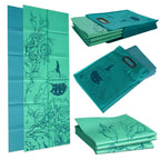 Folding Yoga Mat (Thickness: 4Mm; Folded Size: 29Cm X 30.5 Cm X 5Cm) And Tote - Mat Design: Wandering Elephants - Color: Azure G