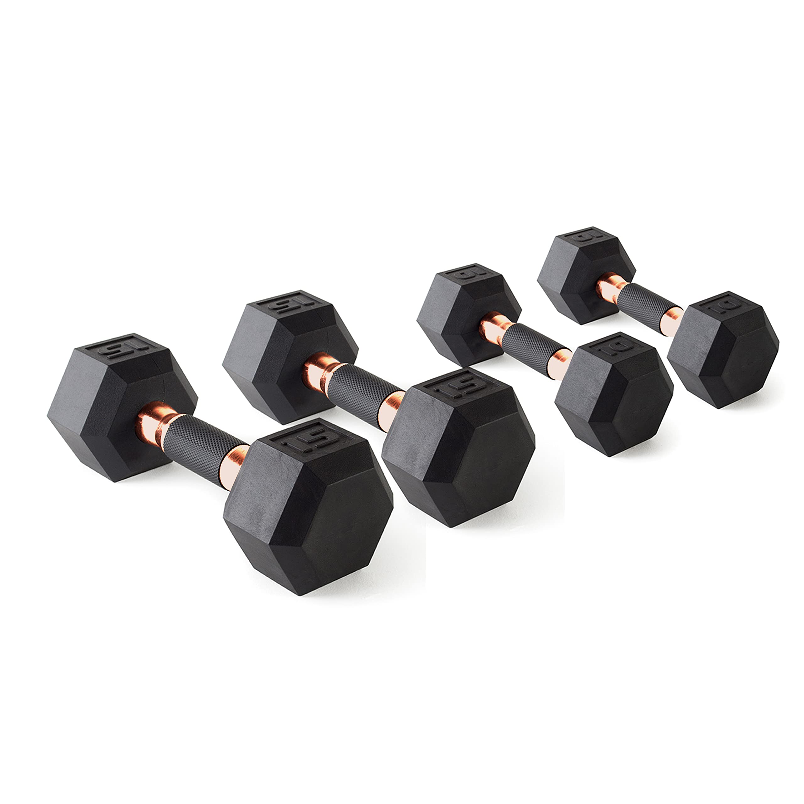 Cap Barbell 50 Lbs Coated Dumbbell Set With Copper Handles, 10Lbx2, 15Lbx2