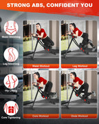 Gikpal Ab Workout Equipment - Ab Machine Abdominal Exercise Equipment For Home Gym, Foldable Ab Crunch Waist Trainer For Stomach