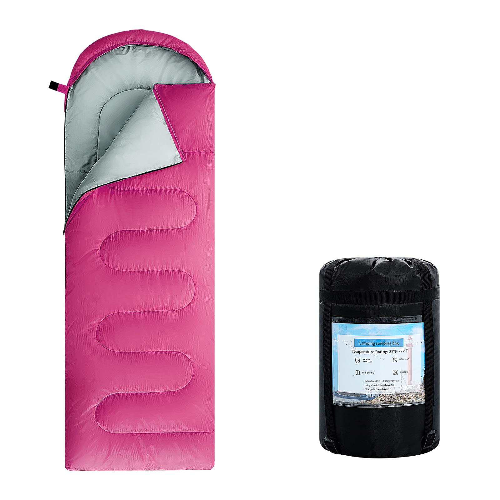 Orthomtex Sleeping Bags For Adults,Teens And Kids Girls-Warm & Cold Weather Lightweight,Waterproof Backpack,Great For 3-4 Season