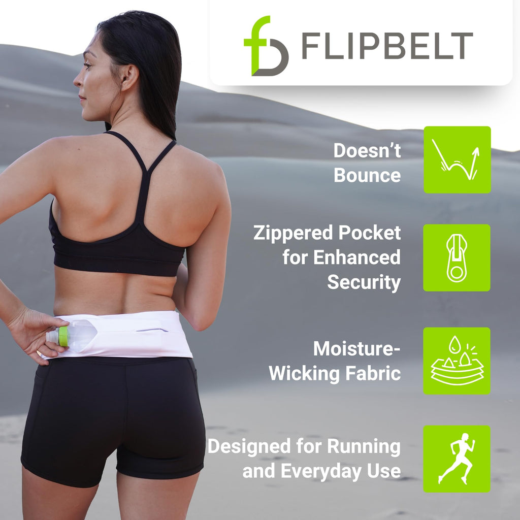 FlipBelt Zipper Running Belt, Waist Pack for Fitness and Running Fanny Pack for Women Men Phone Keys Money US Company - [Periwin