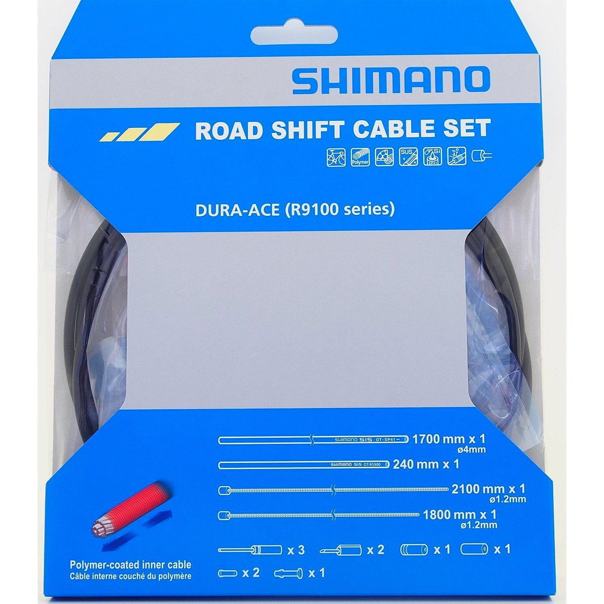 Shimano Dura-Ace R9100 Sp41 Polymer-Coated Derailleur Cable Set, Black