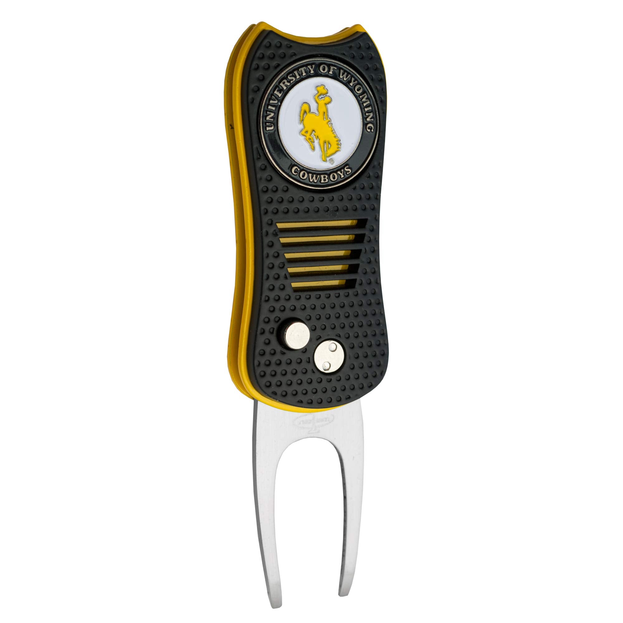 Team Golf Ncaa Wyoming Cowboys Retractable Divot Tool With Double-Sided Magnetic Ball Marker, Features Patented Single Prong Des