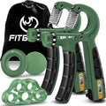 Fitbeast Dual Count Grip Strength Trainer Set, Optimizer Forearm, Wrist, And Hand Power - 5 Pack Adjustable Resistance, Dark Gre