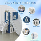 LulliSpace 6 in 1 Toddler Slide for Toddler&Kids,Kids Climber Slider for Indoor Outdoor Playground with Storage,Telescope,Basket