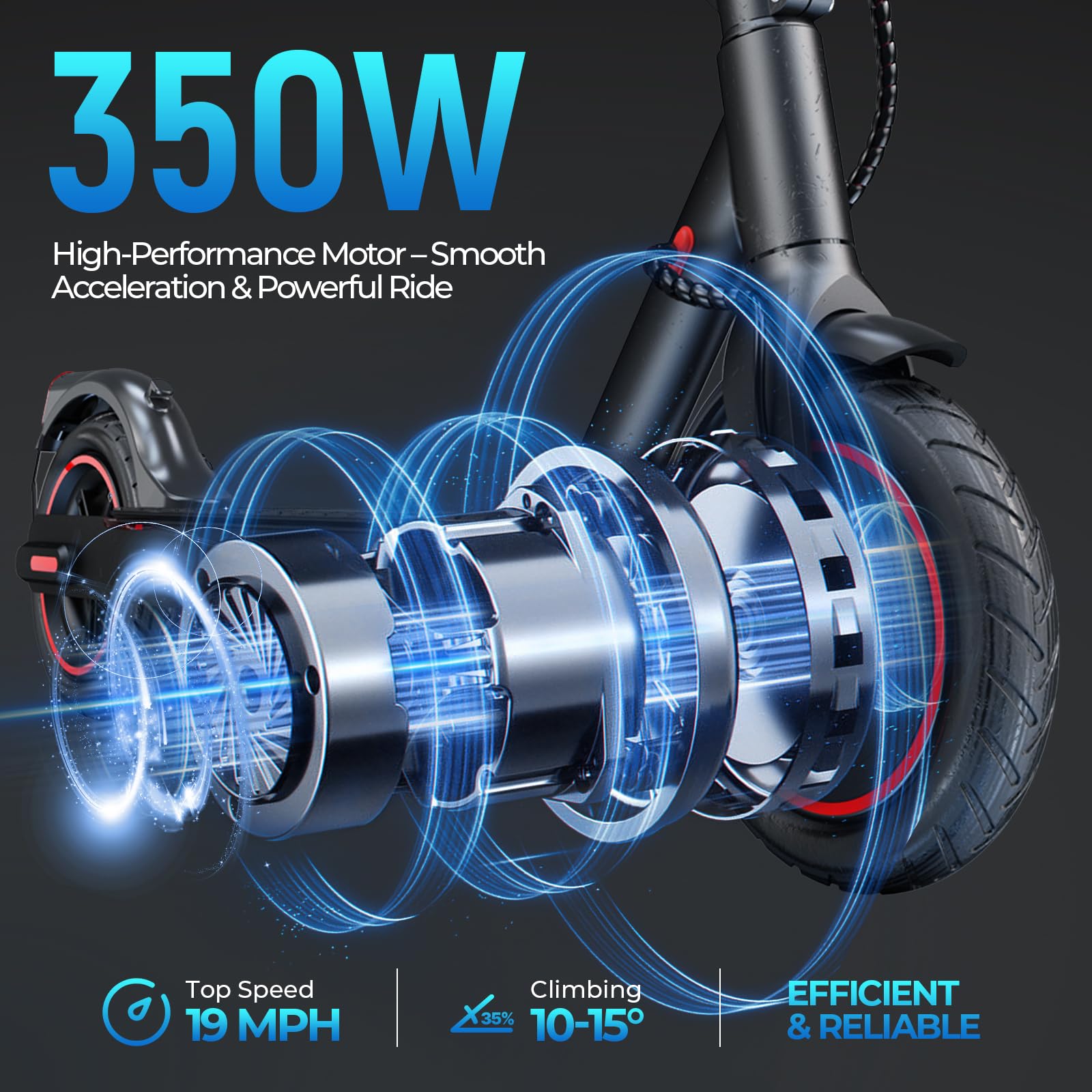 iScooter Electric Scooter for Adults, 17 Miles Range, 19 Mph Top Speed, Foldable Scooter Electric with 8.5 Solid Tire, Smart A