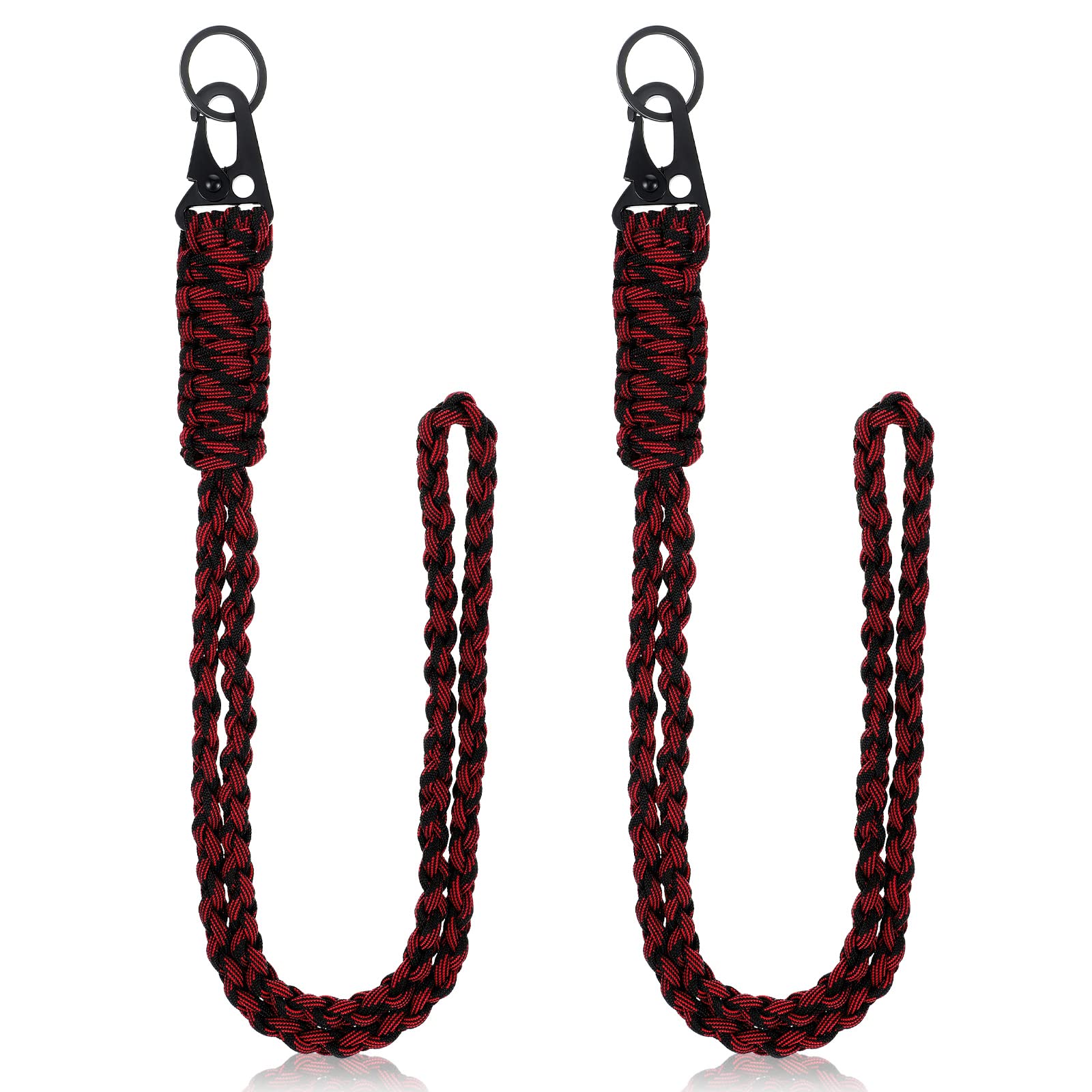 Frienda 2 Set Heavy Duty Paracord Lanyard Necklace Whistles Strap Braided 550 Keychain Lanyard for Outdoor Activities (Black and