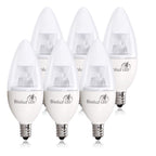 6 Pack 40 Watt Candelabra Bulbs 5W Dimmable Candelabra Led Bulbs C37 E12 Base 325 Lumens,120A Beam Angle 3000K Soft White Led Ca