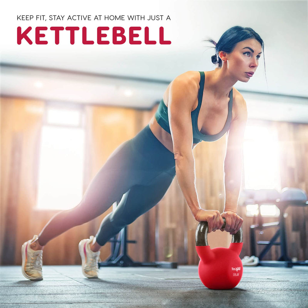 Yes4All Neoprene Coated & Kettlebell Sets - Hand Weights For Home Gym & Dumbbell Weight Set Training 35 Lb