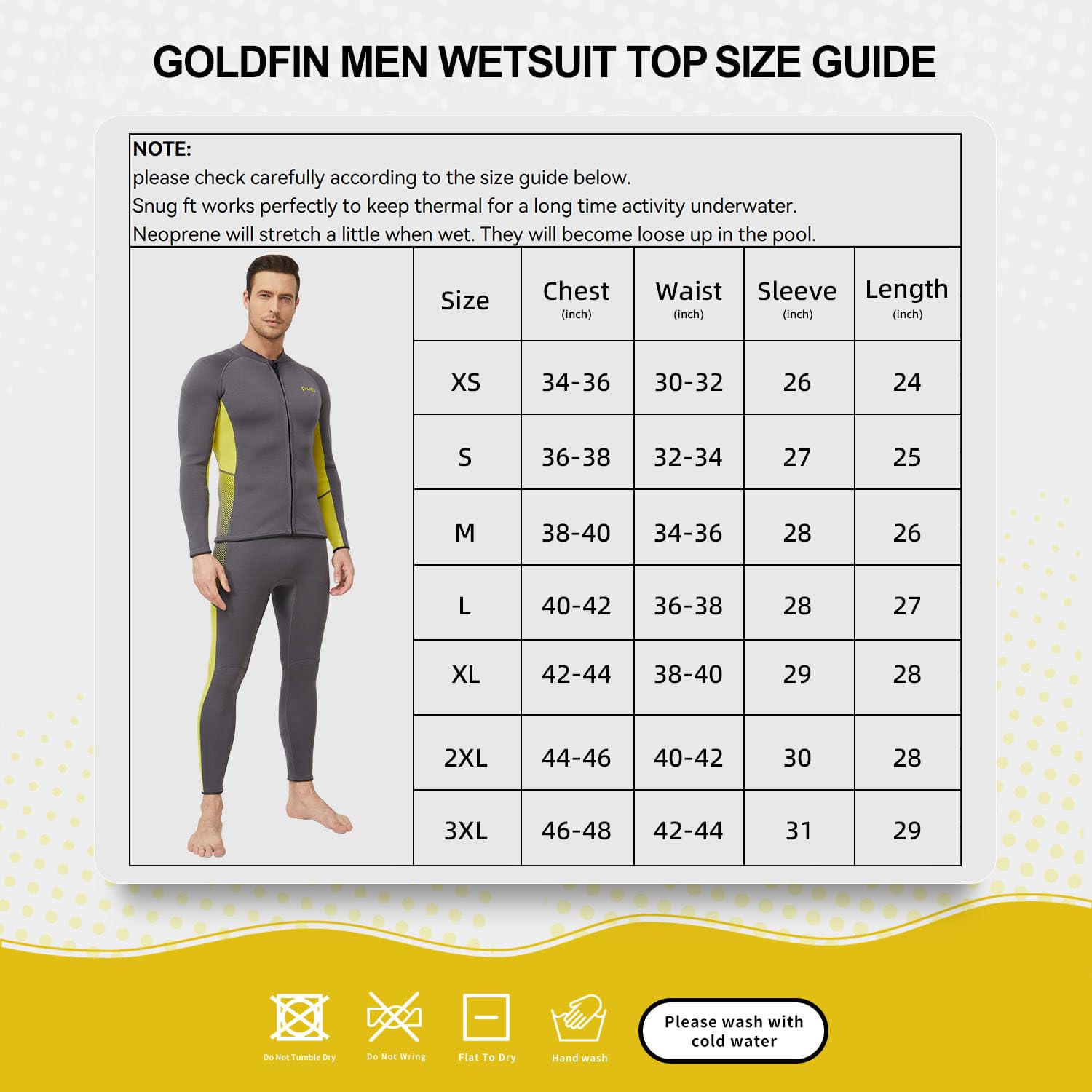Goldfin Wetsuit Top, Mens Women 2Mm Wet Suits Neoprene Jacket Long Sleeve For Diving Surfing Kayaking Swimming, Medium