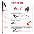 Bisinna Collapsible Trekking Hiking Poles- 2 Pack Folding Aluminum Walking Sticks With Quick Lock System 4 Season Accessories,Te