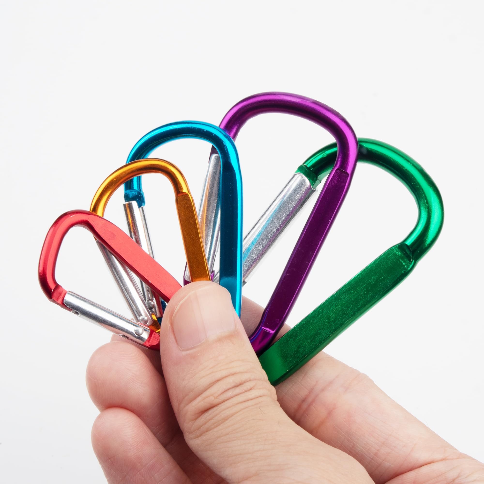 Swatom Aluminum D Ring Carabiner 2 Inch Cilp Small Snap Hook Keychains Carabiners 20Pcs For Camping Traveling Hiking Keyring Out