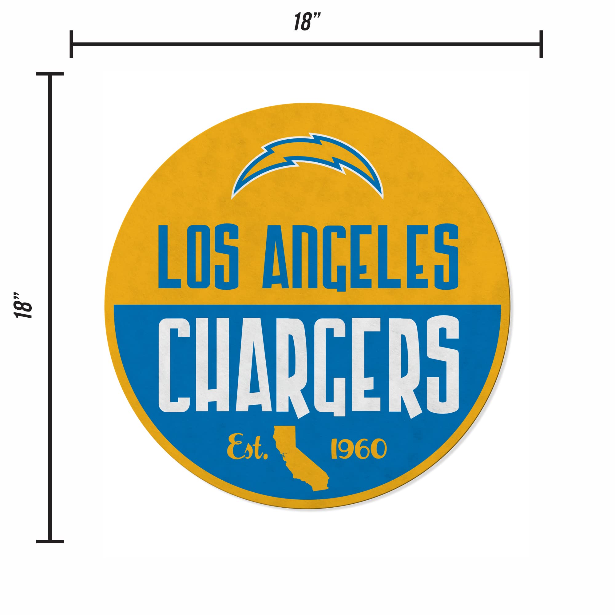 Rico Industries Nfl Football Los Angeles Chargers Classic Shape Cut Pennant - Home And Living Room D  Cor - Soft Felt Ez To Hang