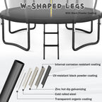 Liyarya 12FT Trampoline for Kids/Adults - Outdoor Trampolines with Enclosure Net Curved Poles and Ladder, Heavy Duty Trampoline