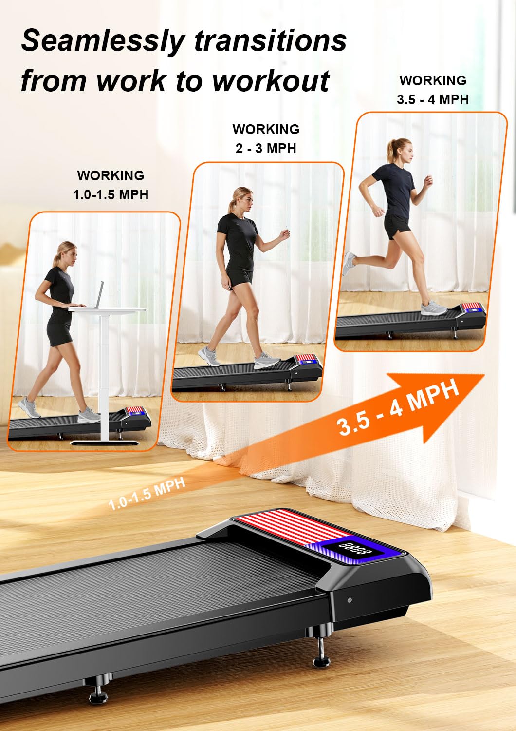 Walking Pad Treadmill With Incline,Walking Pad 2.5Hp For Home And Office, 265Lbs Weight Capacity,Treadmill With App &Remote Cont