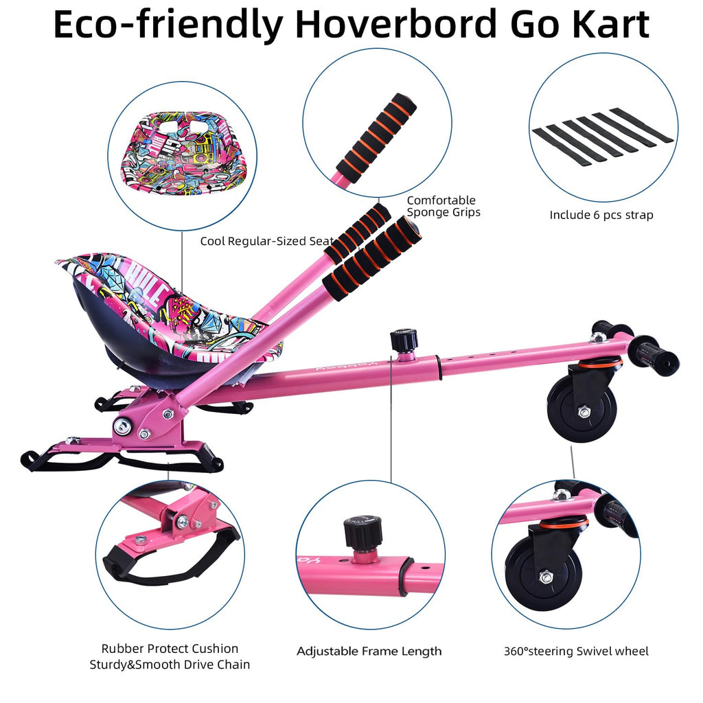 Eco-Friendly Hoverboard Seat Attachment - Cool Seat, Swivel Wheel, Adjustable Length - Compatible With 6.5, 8, 8.5, 10 Hoverboar