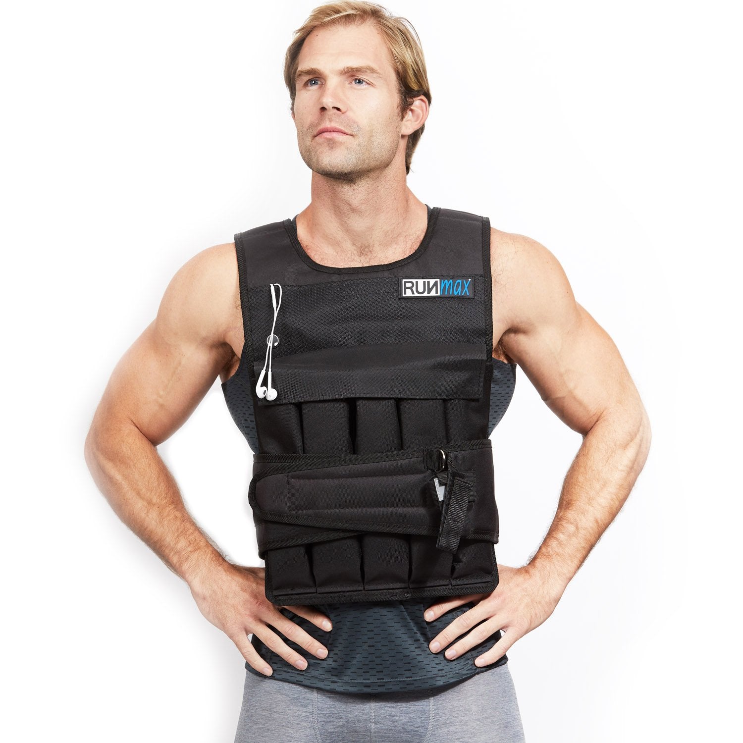RUNmax Pro Weighted Vest 12lbs/ 20lbs/ 40lbs/ 50lbs/ 60lbs with Shoulder Pads Option (with Shoulder Pads, 50lbs)