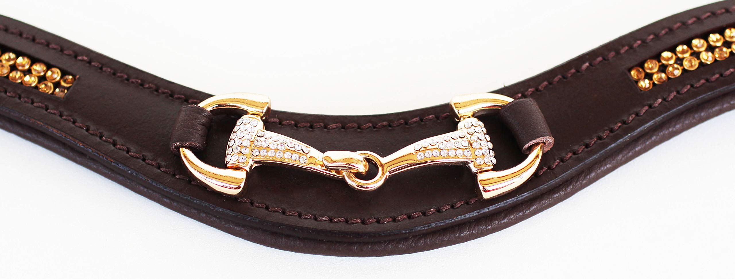 Challenger Horse English Padded Leather Dressage Bridle Browband W/Snaffle Charm 803432Ckf
