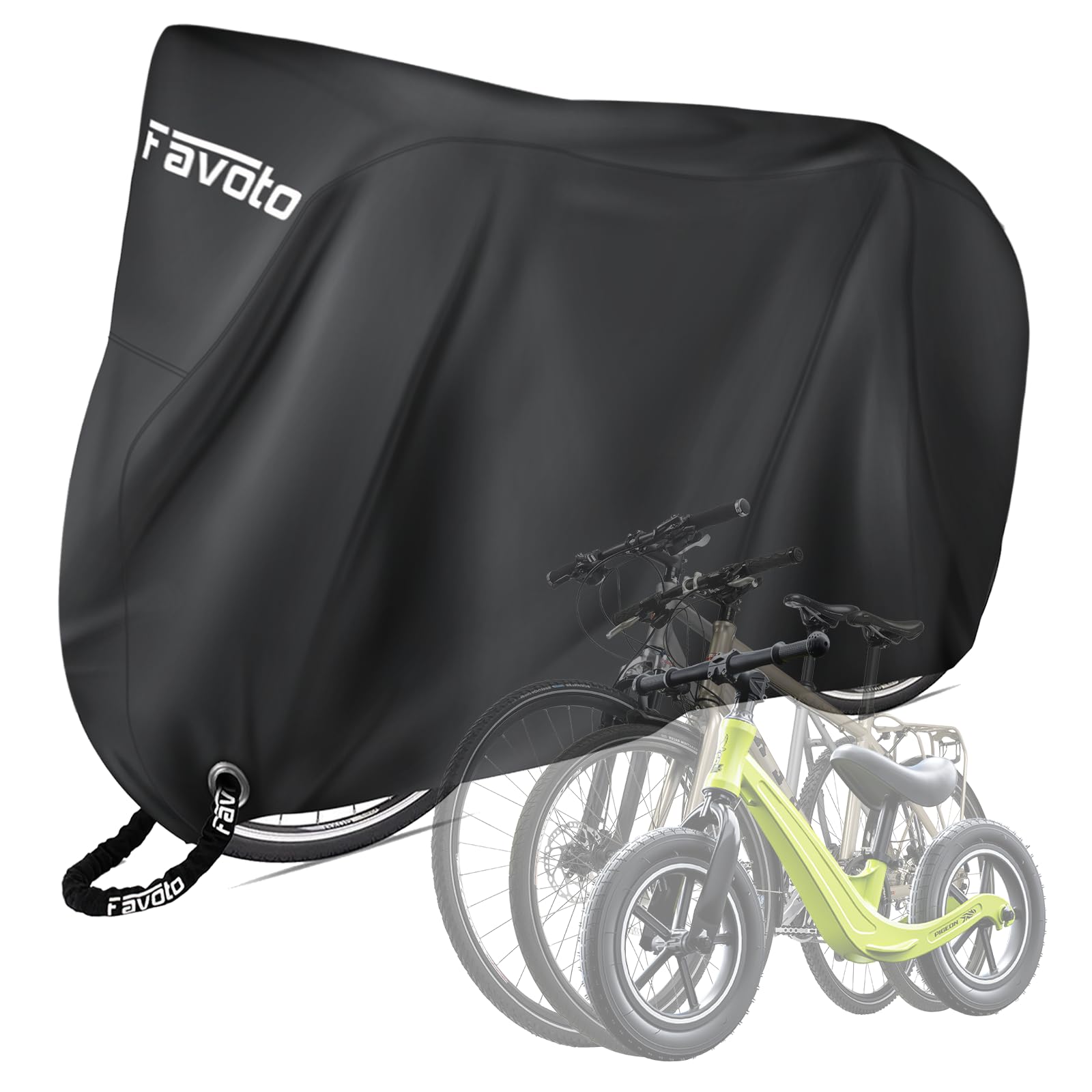 Favoto Bike Cover Outdoor Storage - Waterproof Bicycle Cover for 3 Bikes Sun Rain Dust Wind Proof Heavy Duty with Storage Bag Bi