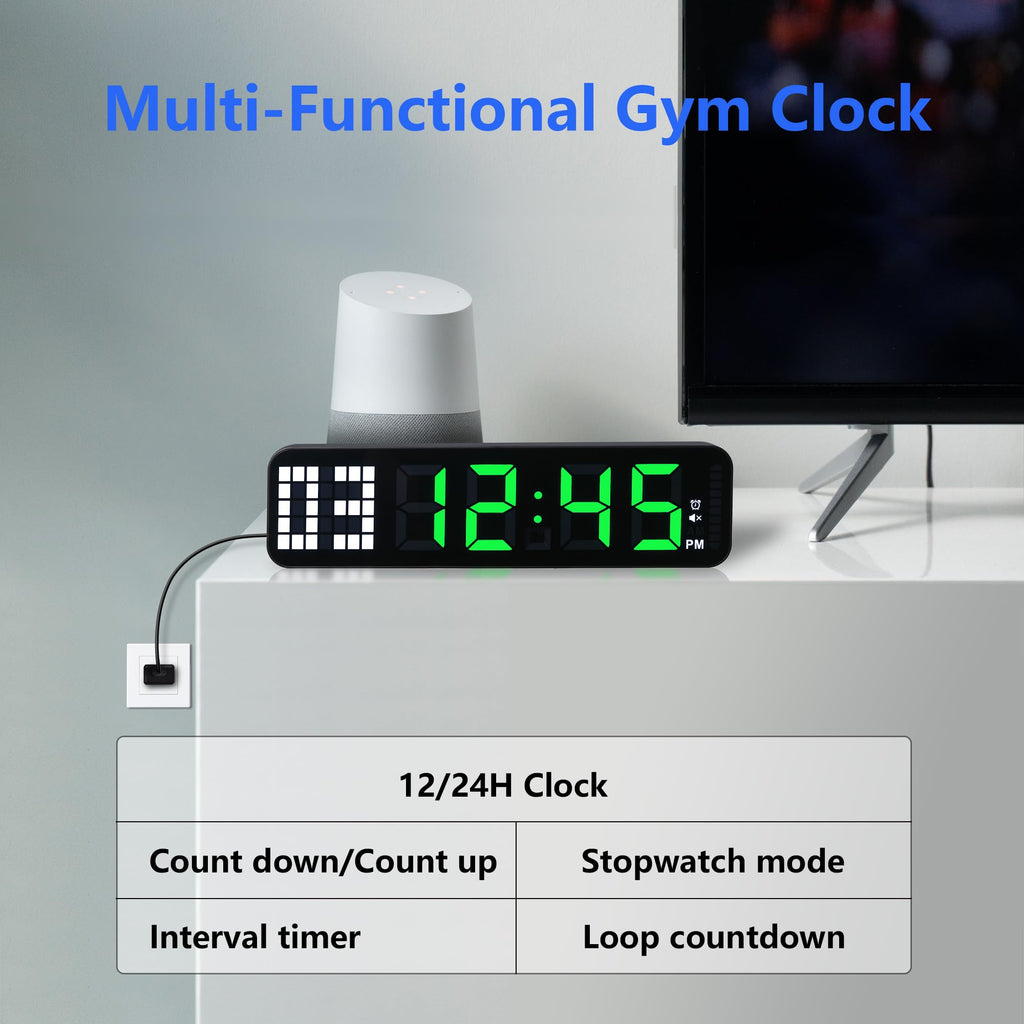 Gym Timer 15'' Large Wall Clocks For Home Gym, Interval Workout Countdown Clock Remote Control For Boxing Crossfit Fitness Tabat