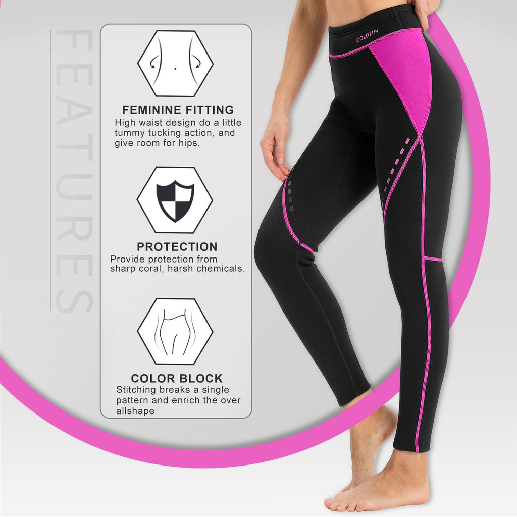 Goldfin Womens Wetsuit Pants, 2Mm Neoprene Pants Keep Warm For Diving Swimming Surfing Kayaking Boating (Black, Xl)