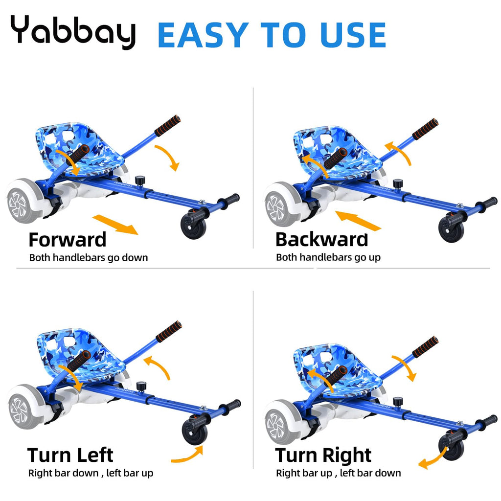 Yabbay Eco-Friendly Hoverboard Seat Attachment - Cool Seat, Swivel Wheel, Adjustable Length - Compatible With 6.5, 8, 8.5, 10 Ho