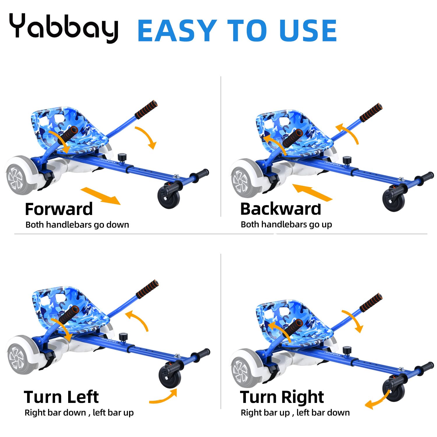 Yabbay Eco-Friendly Hoverboard Seat Attachment - Cool Seat, Swivel Wheel, Adjustable Length - Compatible With 6.5, 8, 8.5, 10 Ho