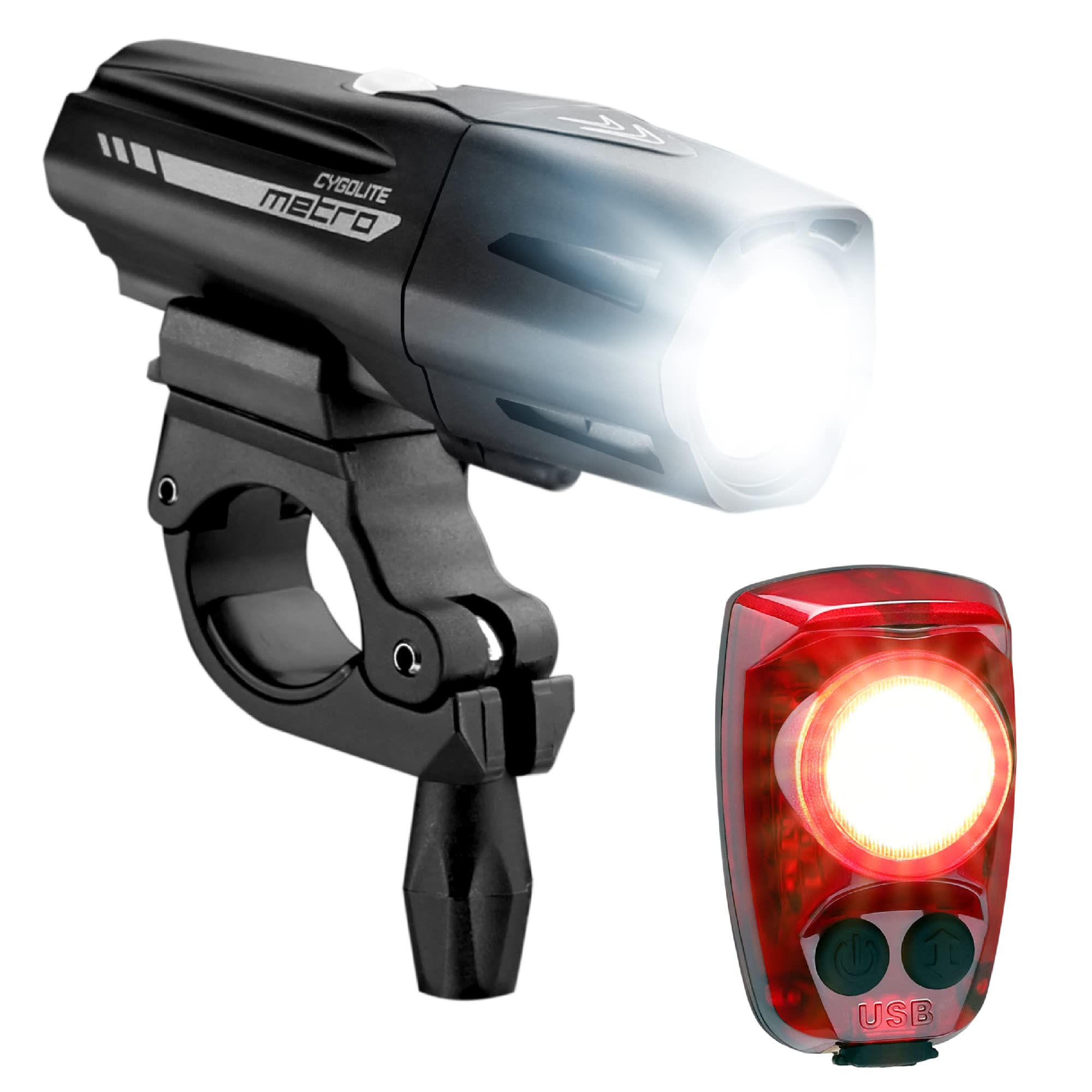 Cygolite Metro Plus 800 & Hotshot Pro 150 Bicycle Light Combo Set, Metro Plus 800 & Hotshot Pro 150 Usb Rechargeable Bicycle Lig